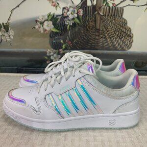 K-Swiss Court Plaisades Womens Size 7.5 White & Iridescent Accents Sneakers